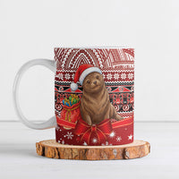 New Zealand Kekeno Seal Christmas Ceramic Mug Maori Inspired Knitted Patterns LT9 Red - Polynesian Pride