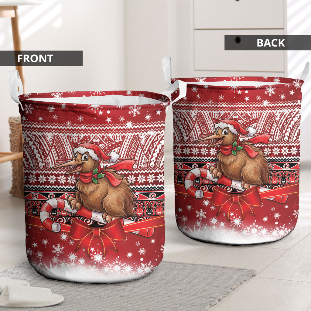 New Zealand Kiwi Bird Christmas Laundry Basket Maori Inspired Knitted Patterns LT9 - Polynesian Pride