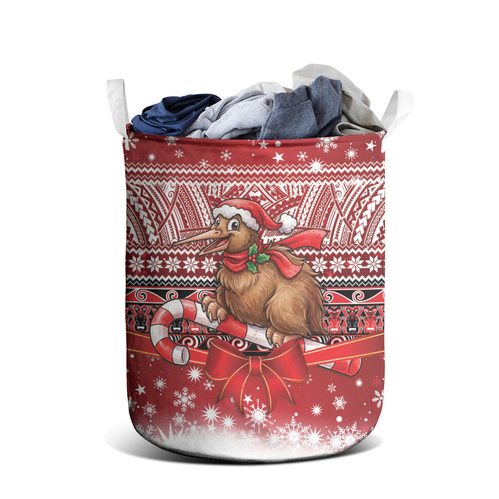 New Zealand Kiwi Bird Christmas Laundry Basket Maori Inspired Knitted Patterns LT9 - Polynesian Pride
