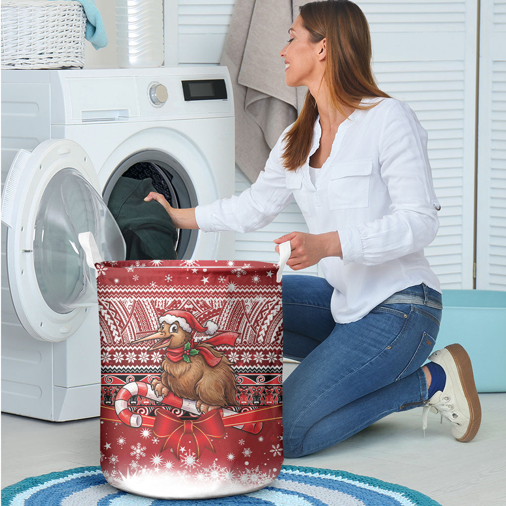 New Zealand Kiwi Bird Christmas Laundry Basket Maori Inspired Knitted Patterns LT9 - Polynesian Pride