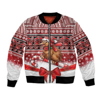 New Zealand Kiwi Bird Christmas Bomber Jacket Maori Inspired Knitted Patterns LT9 Unisex Red - Polynesian Pride