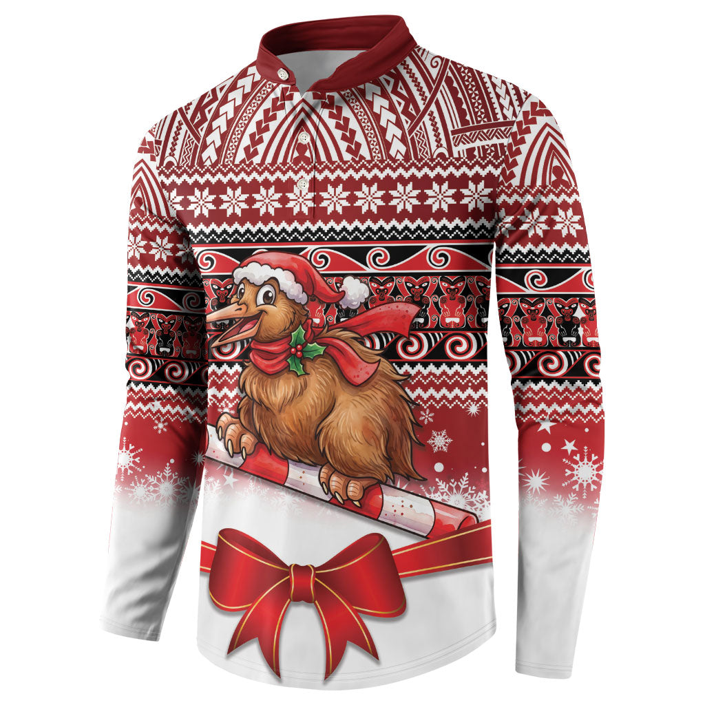 New Zealand Kiwi Bird Christmas Button Sweatshirt Maori Inspired Knitted Patterns LT9 - Polynesian Pride
