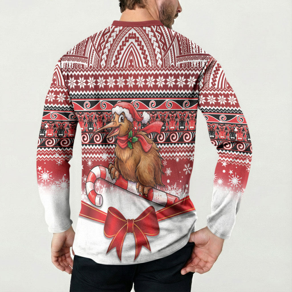 New Zealand Kiwi Bird Christmas Button Sweatshirt Maori Inspired Knitted Patterns LT9 - Polynesian Pride