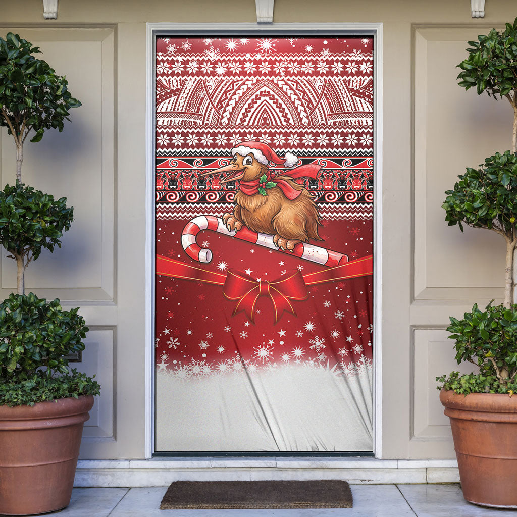 New Zealand Kiwi Bird Christmas Door Cover Maori Inspired Knitted Patterns LT9 Red - Polynesian Pride