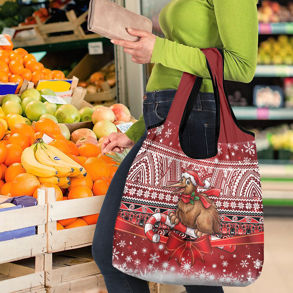 New Zealand Kiwi Bird Christmas Grocery Bag Maori Inspired Knitted Patterns LT9 - Polynesian Pride
