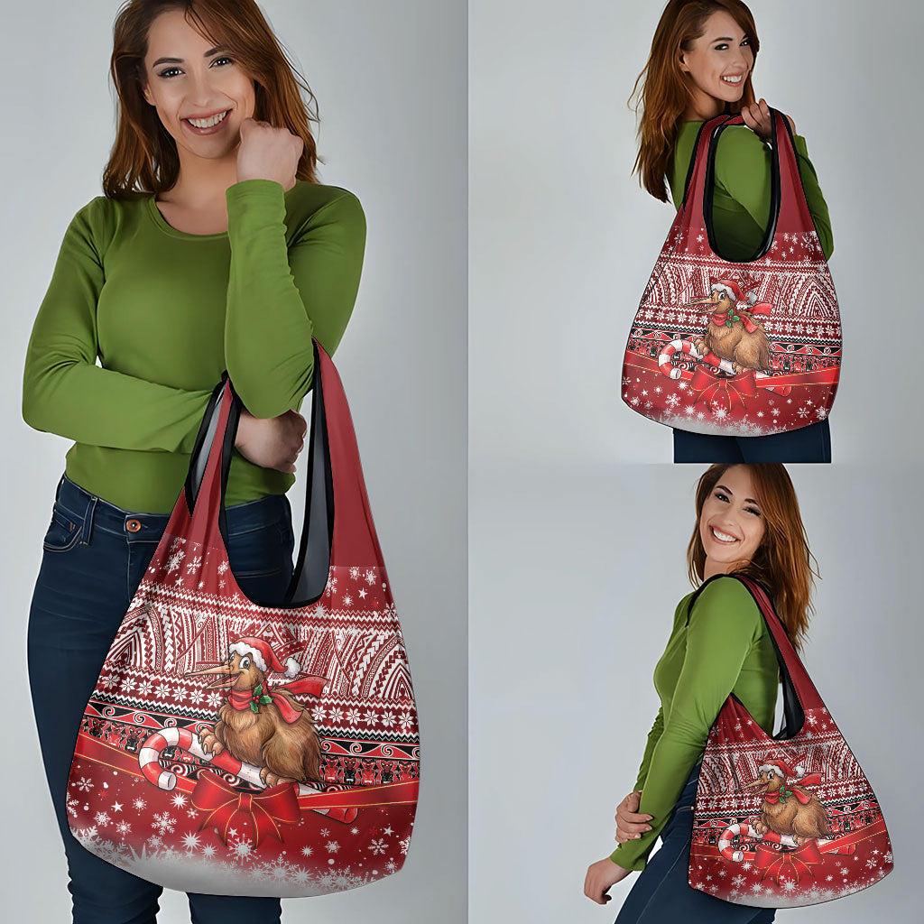 New Zealand Kiwi Bird Christmas Grocery Bag Maori Inspired Knitted Patterns LT9 - Polynesian Pride