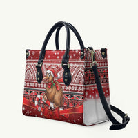 New Zealand Kiwi Bird Christmas Leather Bag Maori Inspired Knitted Patterns LT9 Red - Polynesian Pride
