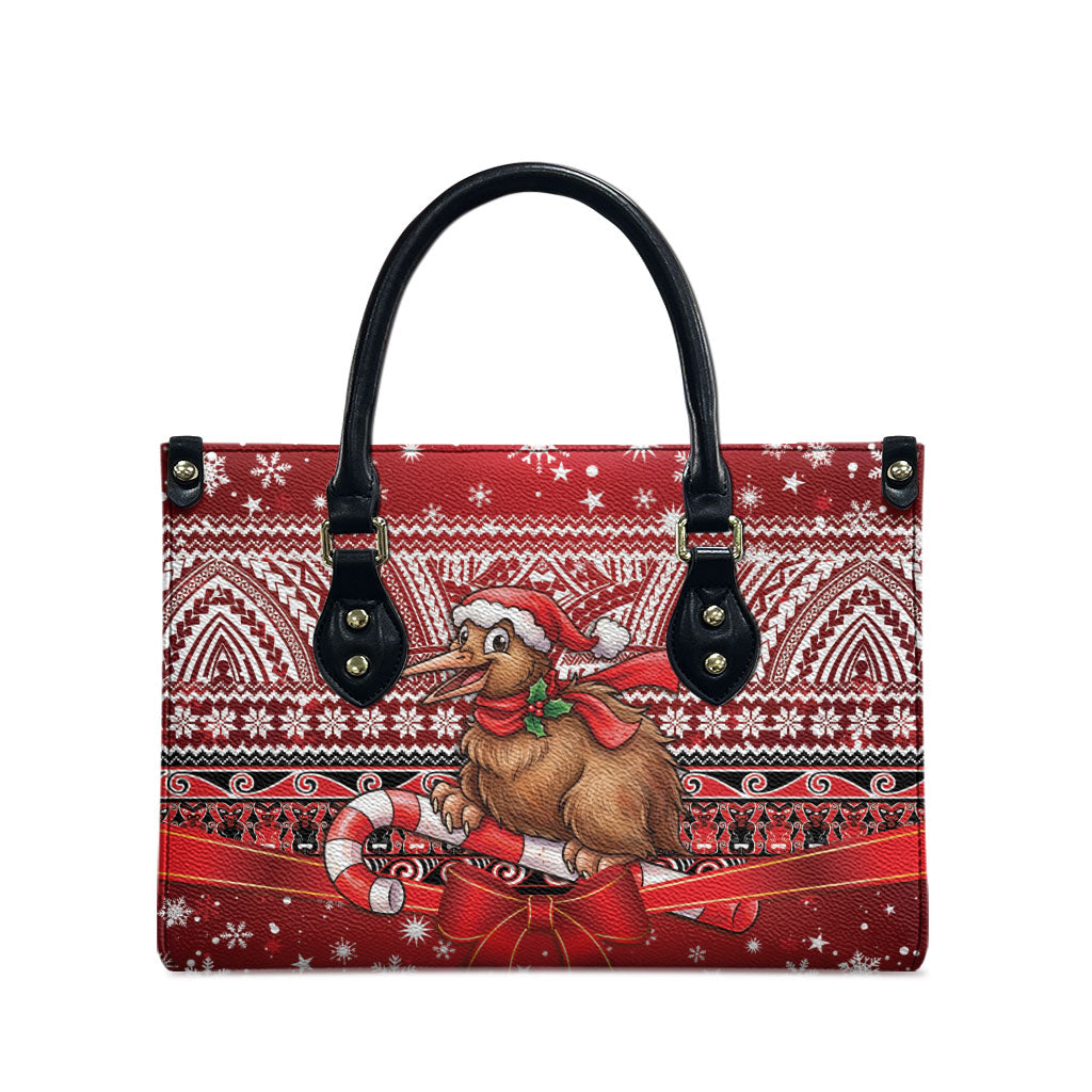 New Zealand Kiwi Bird Christmas Leather Bag Maori Inspired Knitted Patterns LT9 - Polynesian Pride