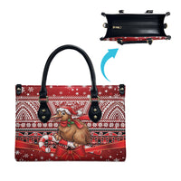 New Zealand Kiwi Bird Christmas Leather Bag Maori Inspired Knitted Patterns LT9 - Polynesian Pride