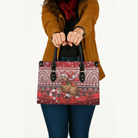 New Zealand Kiwi Bird Christmas Leather Bag Maori Inspired Knitted Patterns LT9 - Polynesian Pride