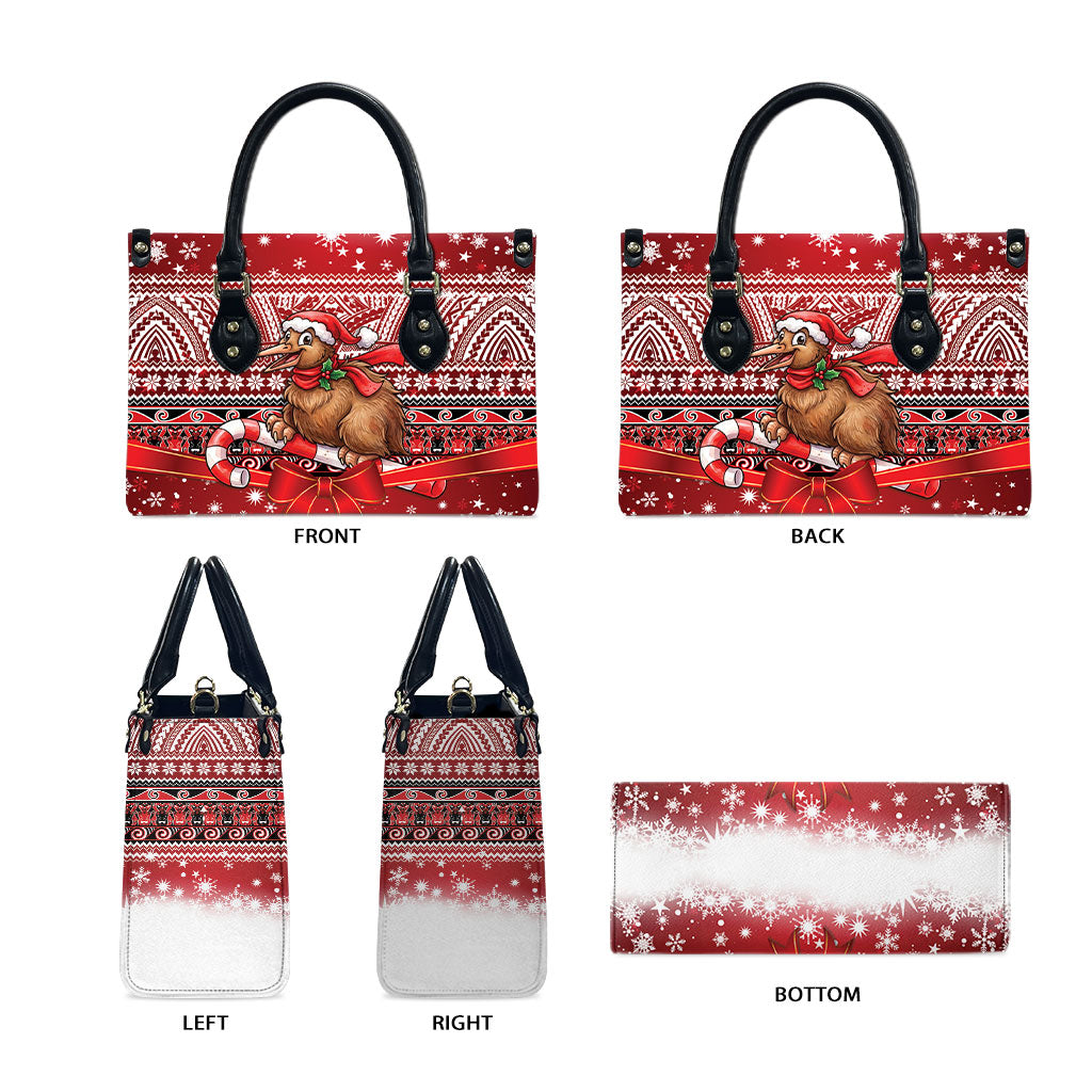 New Zealand Kiwi Bird Christmas Leather Bag Maori Inspired Knitted Patterns LT9 - Polynesian Pride