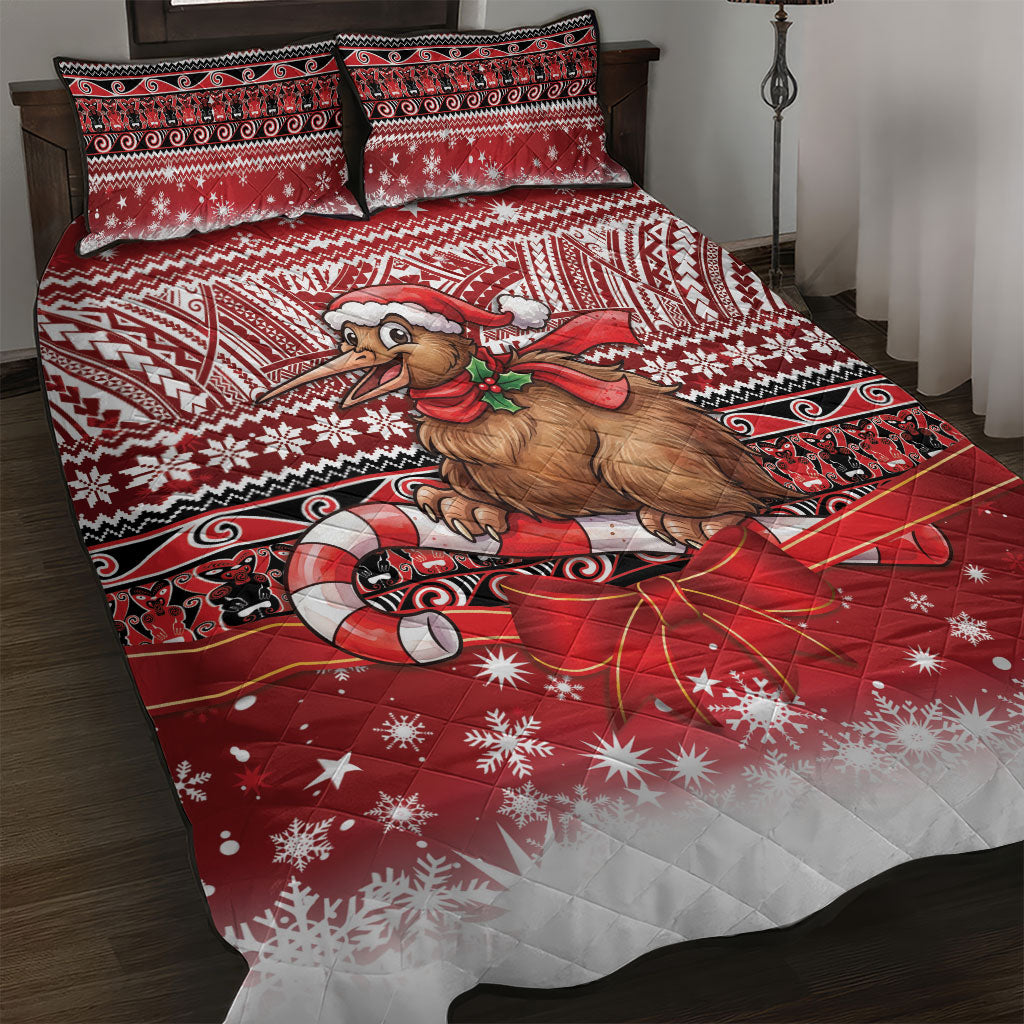 New Zealand Kiwi Bird Christmas Quilt Bed Set Maori Inspired Knitted Patterns LT9 Red - Polynesian Pride