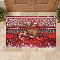 New Zealand Kiwi Bird Christmas Rubber Doormat Maori Inspired Knitted Patterns LT9 Red - Polynesian Pride