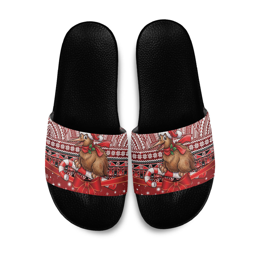New Zealand Kiwi Bird Christmas Slide Sandals Maori Inspired Knitted Patterns LT9 Red - Polynesian Pride