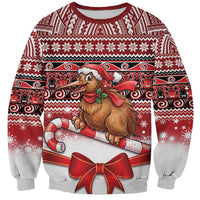 New Zealand Kiwi Bird Christmas Sweatshirt Maori Inspired Knitted Patterns LT9 Unisex Red - Polynesian Pride