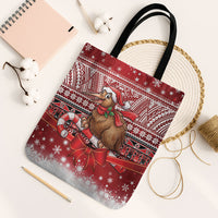 New Zealand Kiwi Bird Christmas Tote Bag Maori Inspired Knitted Patterns LT9 Black Strap One Size Red - Polynesian Pride