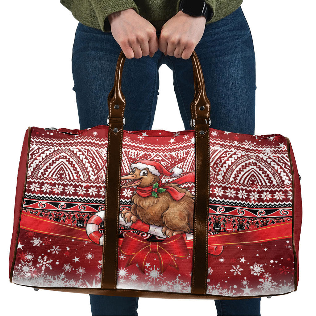 New Zealand Kiwi Bird Christmas Travel Bag Maori Inspired Knitted Patterns LT9 Red - Polynesian Pride