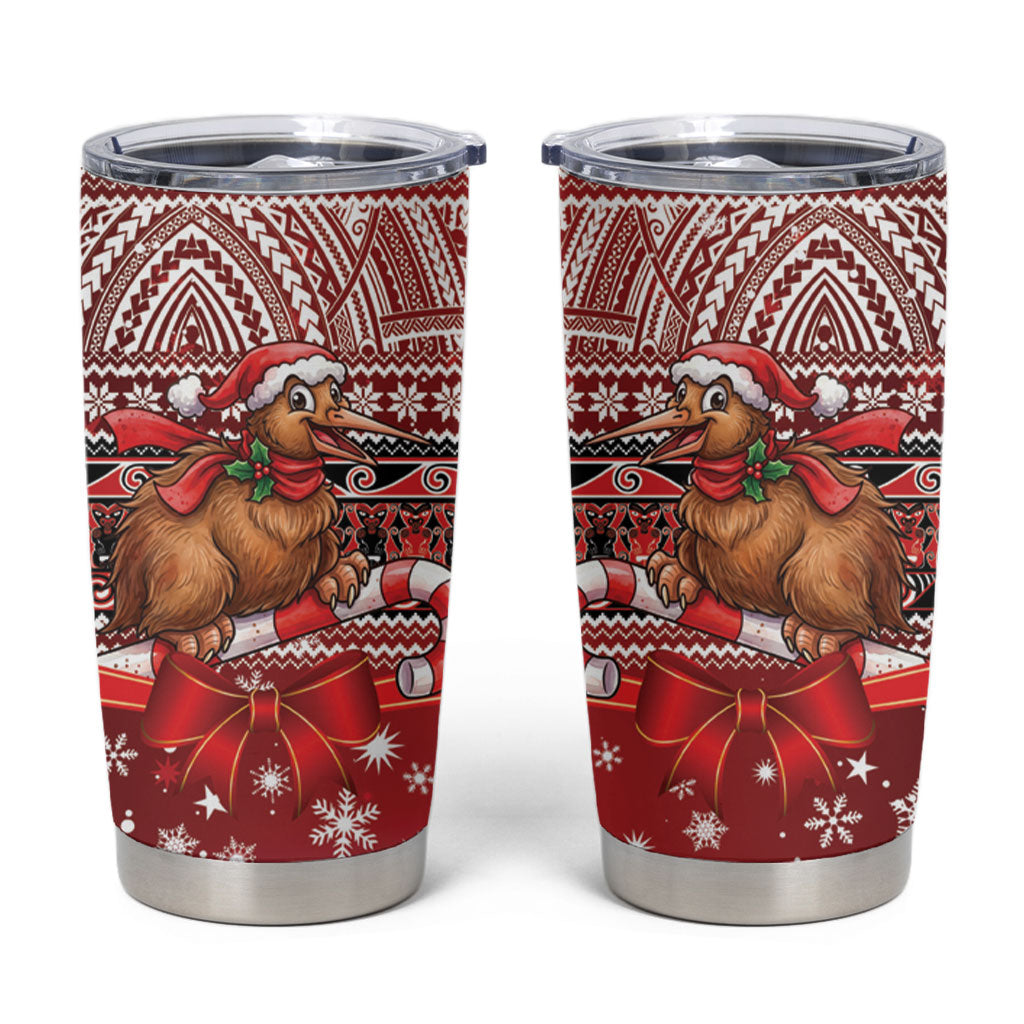 New Zealand Kiwi Bird Christmas Tumbler Cup Maori Inspired Knitted Patterns LT9 Red - Polynesian Pride