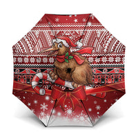 New Zealand Kiwi Bird Christmas Umbrella Maori Inspired Knitted Patterns LT9 One Size Folded 11.42 inch Opened Diameter 37.4 inch Red - Polynesian Pride