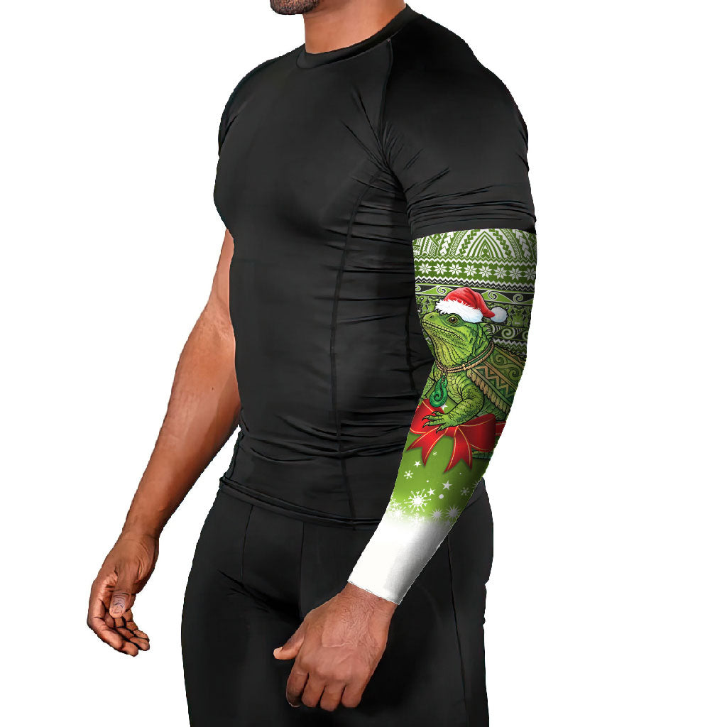 New Zealand Tuatara Christmas Arm Sleeves Maori Inspired Knitted Patterns LT9 - Polynesian Pride