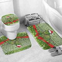 New Zealand Tuatara Christmas Bathroom Set Maori Inspired Knitted Patterns LT9 Mat Set Only (3 pcs) One Size Green - Polynesian Pride