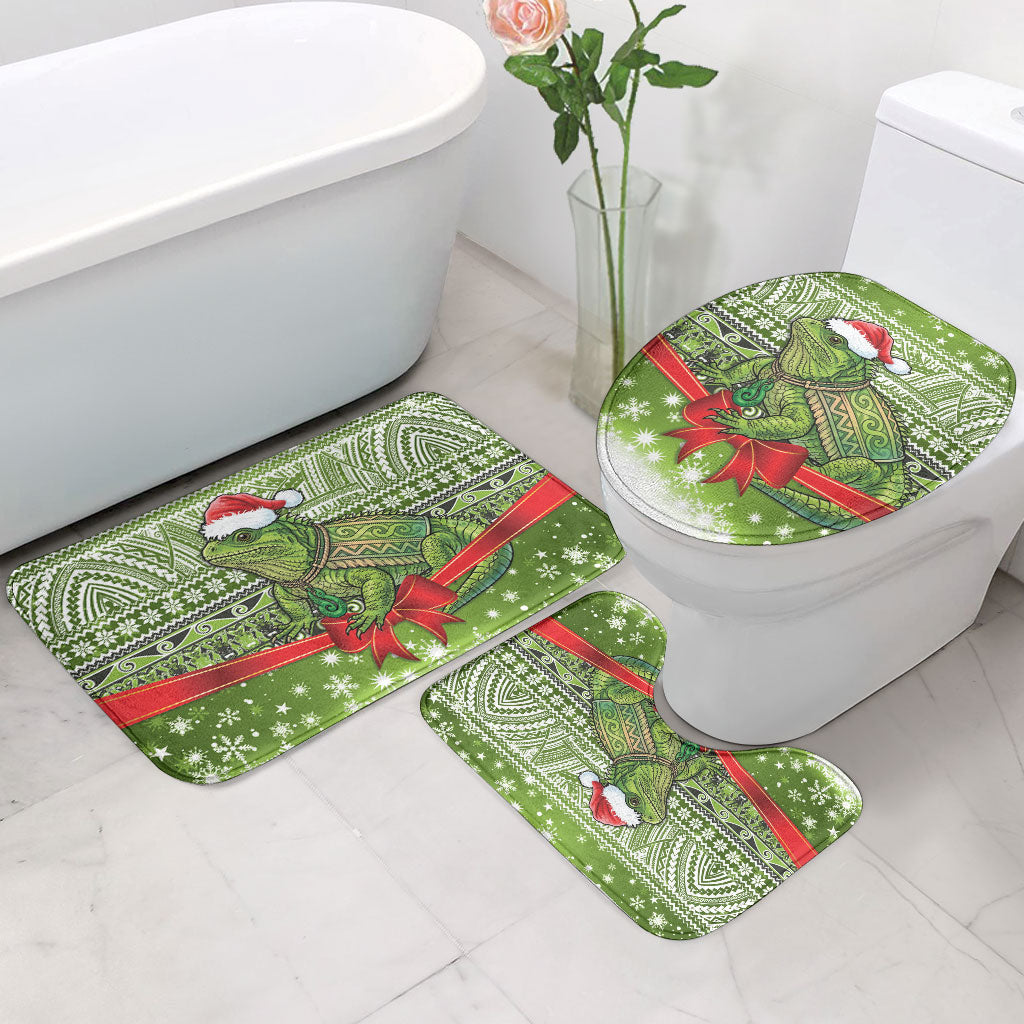 New Zealand Tuatara Christmas Bathroom Set Maori Inspired Knitted Patterns LT9 - Polynesian Pride