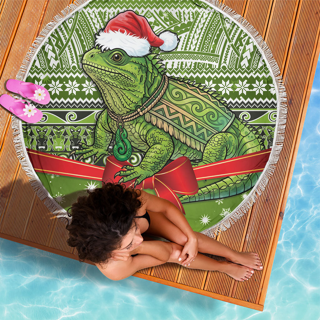 New Zealand Tuatara Christmas Beach Blanket Maori Inspired Knitted Patterns LT9 - Polynesian Pride