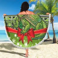 New Zealand Tuatara Christmas Beach Blanket Maori Inspired Knitted Patterns LT9 - Polynesian Pride