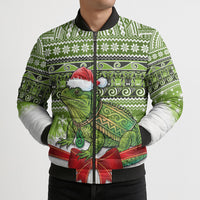 New Zealand Tuatara Christmas Bomber Puffer Jacket Maori Inspired Knitted Patterns LT9 - Polynesian Pride