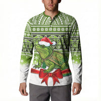 New Zealand Tuatara Christmas Button Sweatshirt Maori Inspired Knitted Patterns LT9 - Polynesian Pride