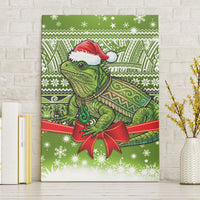New Zealand Tuatara Christmas Canvas Wall Art Maori Inspired Knitted Patterns LT9 Without Frame Green - Polynesian Pride