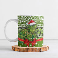 New Zealand Tuatara Christmas Ceramic Mug Maori Inspired Knitted Patterns LT9 Green - Polynesian Pride