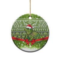 New Zealand Tuatara Christmas Ceramic Ornament Maori Inspired Knitted Patterns LT9 - Polynesian Pride