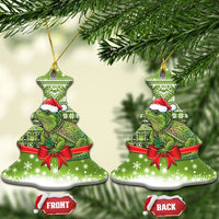 New Zealand Tuatara Christmas Ceramic Ornament Maori Inspired Knitted Patterns LT9 Christmas Tree Green - Polynesian Pride