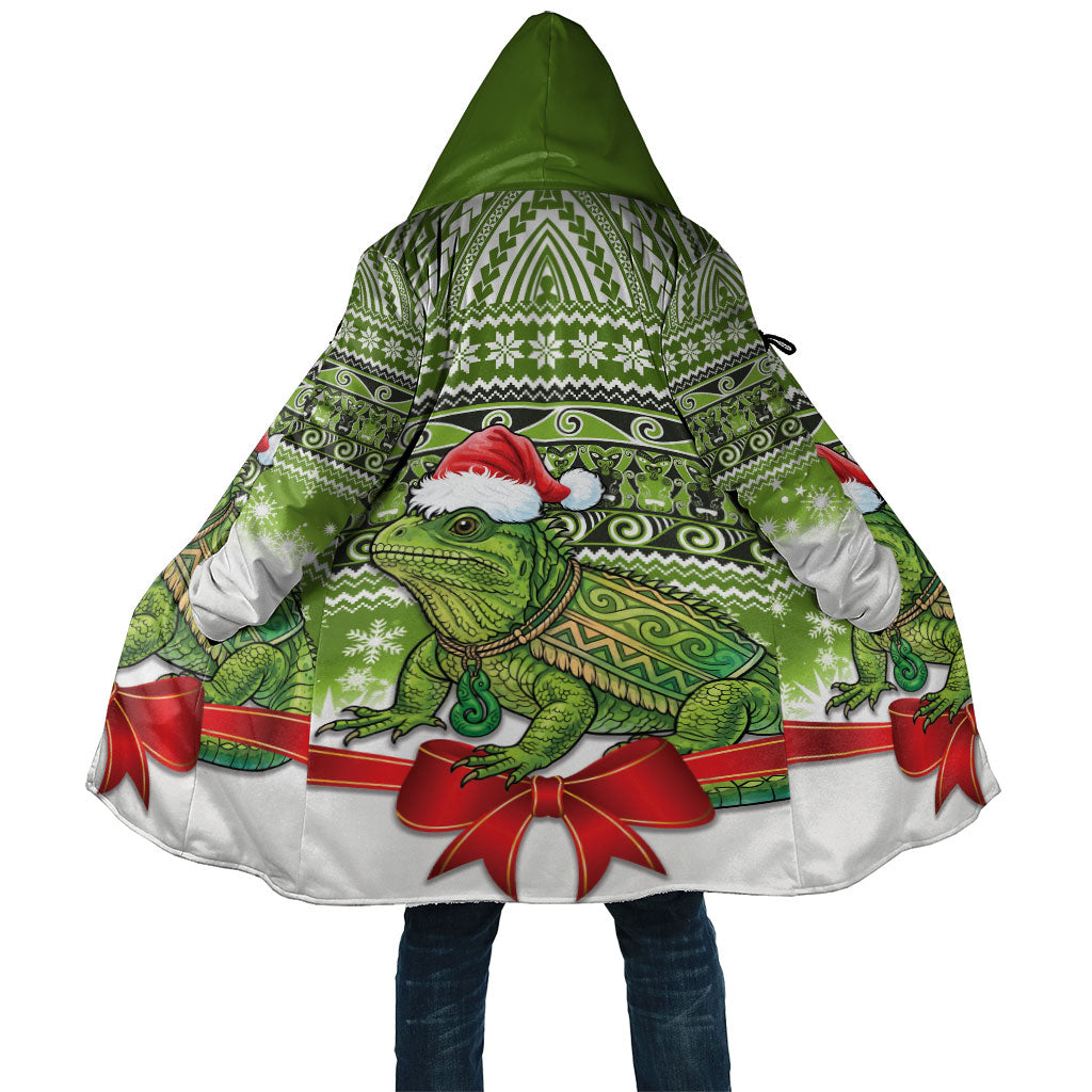 New Zealand Tuatara Christmas Cloak Maori Inspired Knitted Patterns LT9 Unisex Green - Polynesian Pride