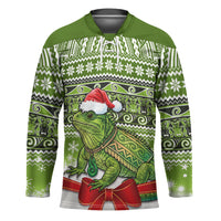 New Zealand Tuatara Christmas Hockey Jersey Maori Inspired Knitted Patterns LT9 Unisex Green - Polynesian Pride