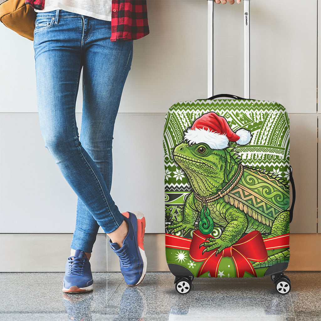 New Zealand Tuatara Christmas Luggage Cover Maori Inspired Knitted Patterns LT9 - Polynesian Pride