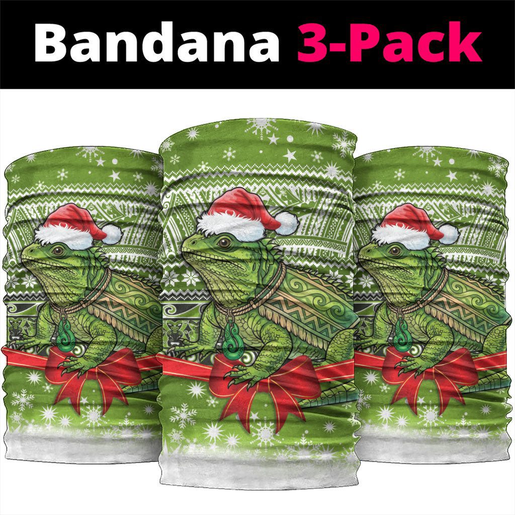 New Zealand Tuatara Christmas Neck Gaiter Maori Inspired Knitted Patterns LT9 package One Size: 25*50cm Green - Polynesian Pride