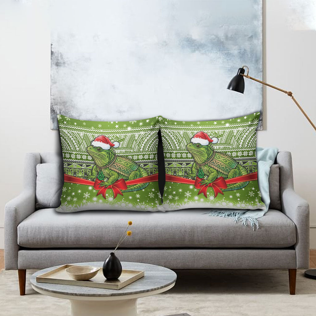 New Zealand Tuatara Christmas Pillow Cover Maori Inspired Knitted Patterns LT9 - Polynesian Pride