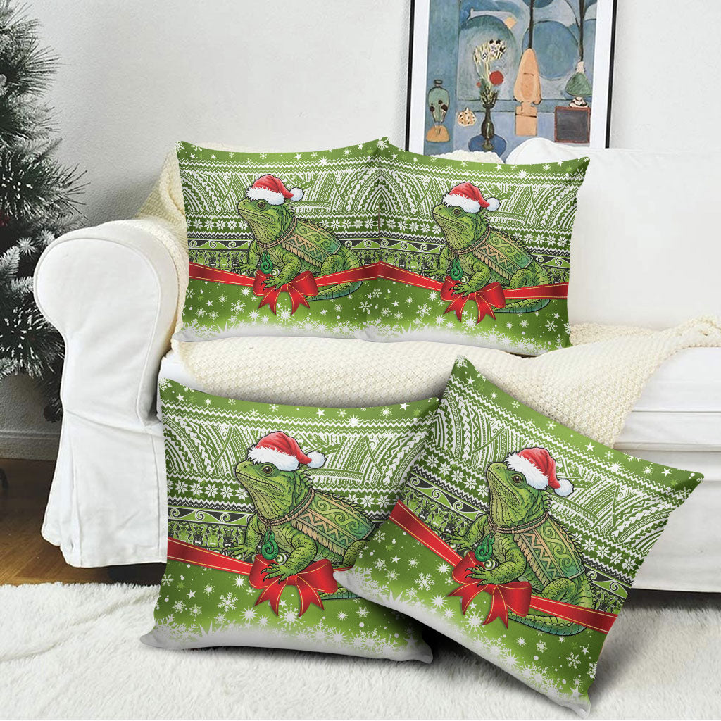 New Zealand Tuatara Christmas Pillow Cover Maori Inspired Knitted Patterns LT9 - Polynesian Pride