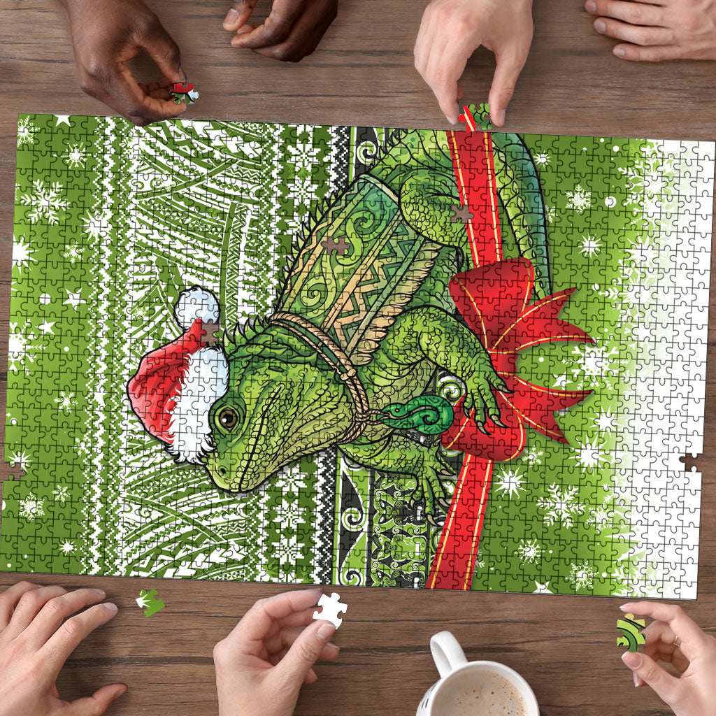 New Zealand Tuatara Christmas Puzzle Maori Inspired Knitted Patterns LT9 - Polynesian Pride