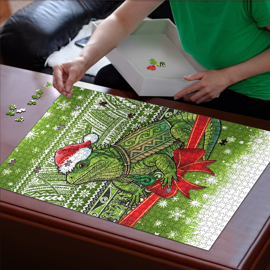 New Zealand Tuatara Christmas Puzzle Maori Inspired Knitted Patterns LT9 - Polynesian Pride