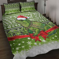 New Zealand Tuatara Christmas Quilt Bed Set Maori Inspired Knitted Patterns LT9 Green - Polynesian Pride