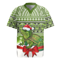 New Zealand Tuatara Christmas Rugby Jersey Maori Inspired Knitted Patterns LT9 Green - Polynesian Pride