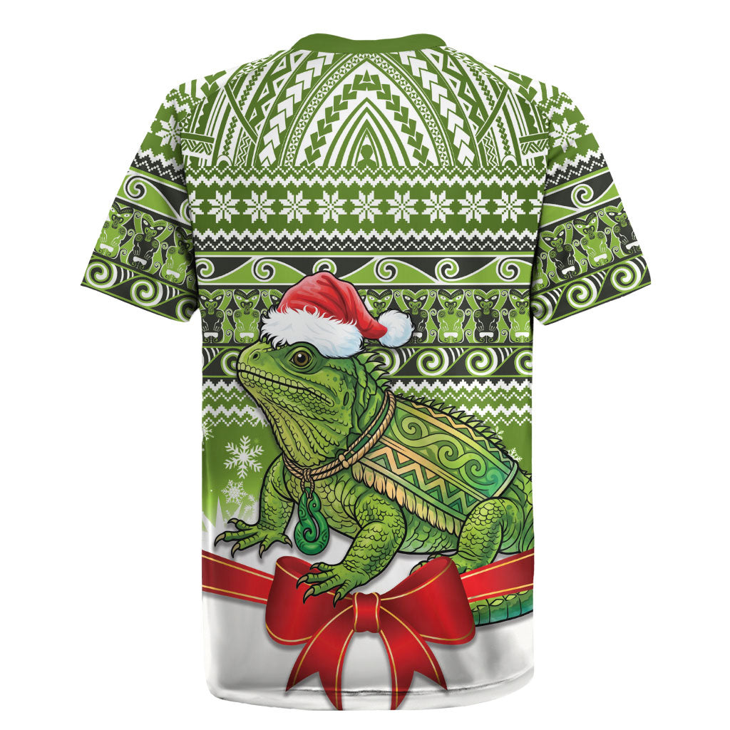 New Zealand Tuatara Christmas Rugby Jersey Maori Inspired Knitted Patterns LT9 - Polynesian Pride