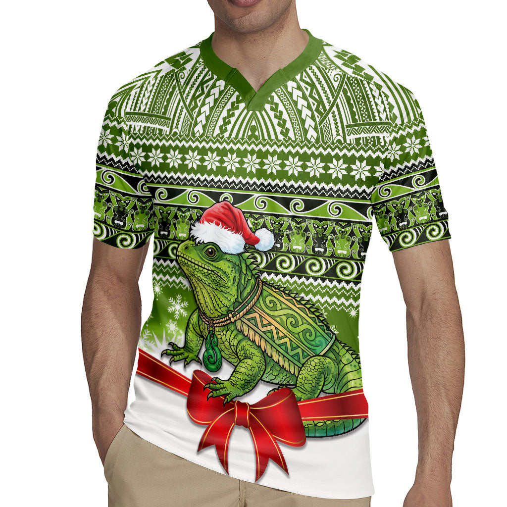 New Zealand Tuatara Christmas Rugby Jersey Maori Inspired Knitted Patterns LT9 - Polynesian Pride