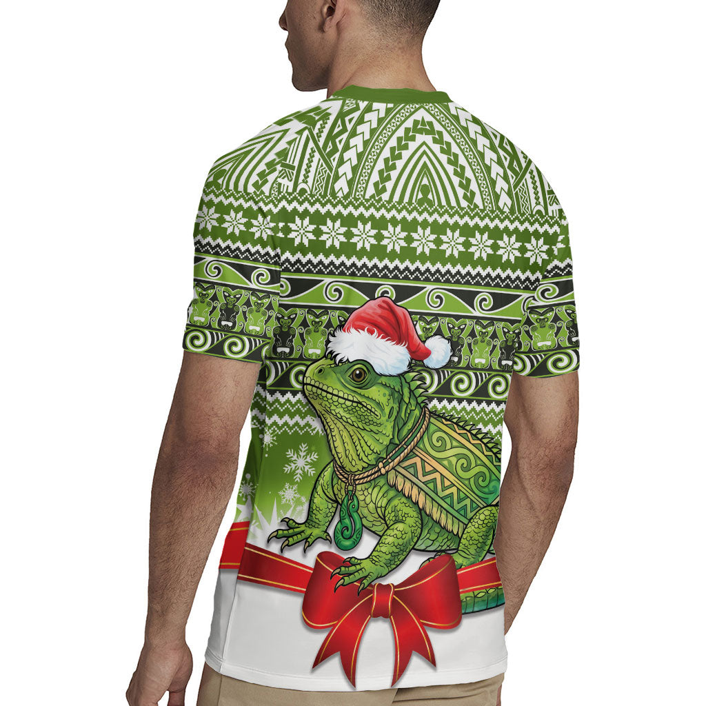 New Zealand Tuatara Christmas Rugby Jersey Maori Inspired Knitted Patterns LT9 - Polynesian Pride