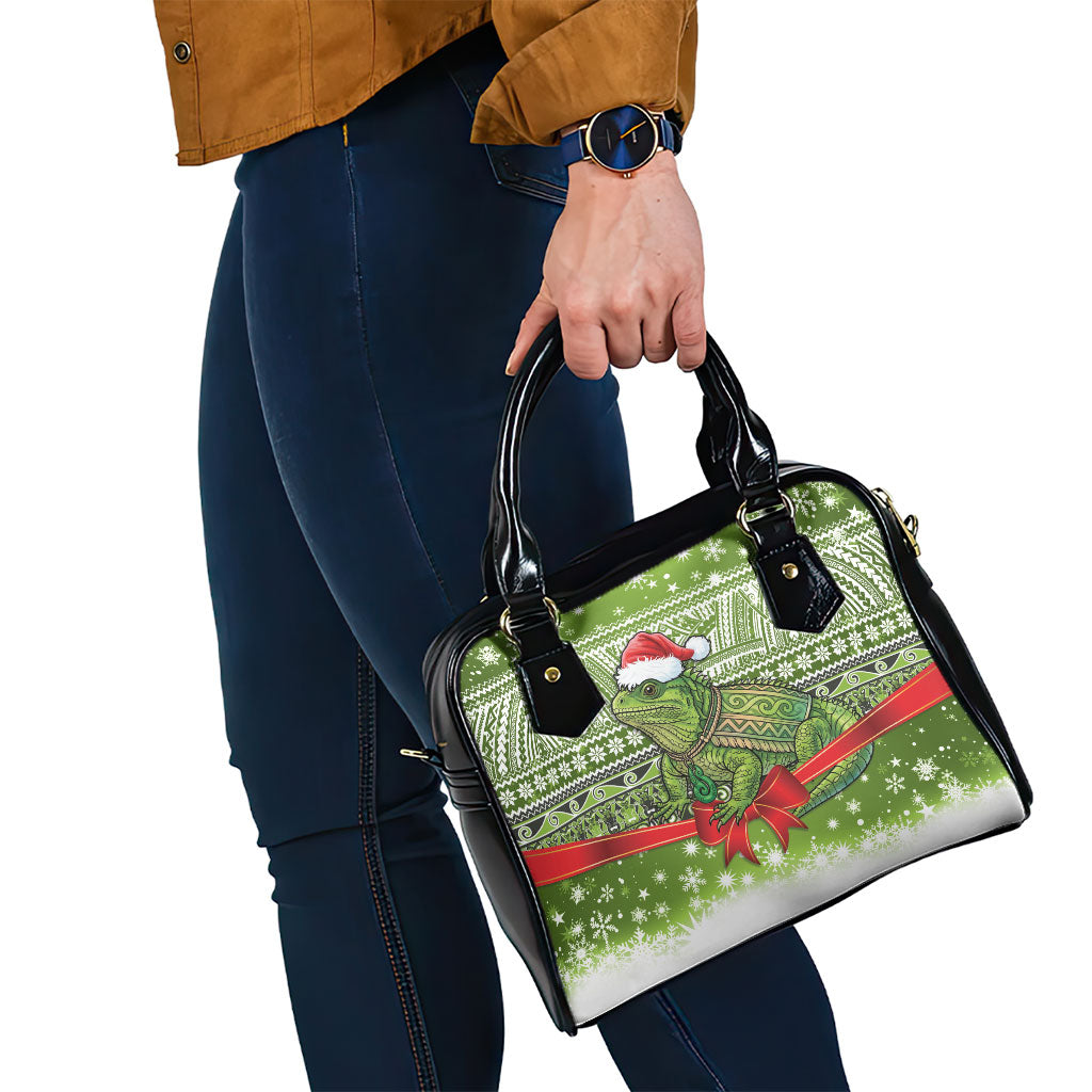New Zealand Tuatara Christmas Shoulder Handbag Maori Inspired Knitted Patterns LT9 - Polynesian Pride