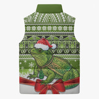 New Zealand Tuatara Christmas Sleeveless Puffer Jacket Maori Inspired Knitted Patterns LT9 - Polynesian Pride
