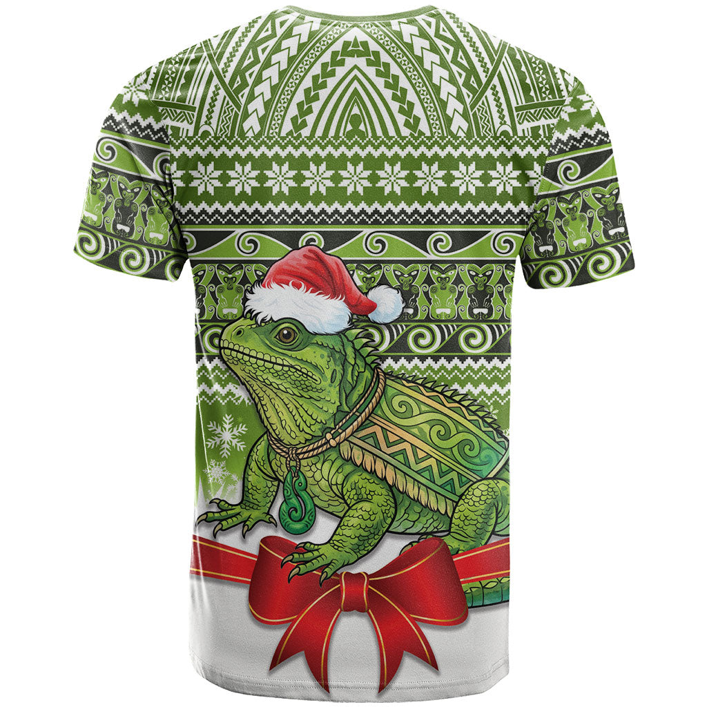 New Zealand Tuatara Christmas T Shirt Maori Inspired Knitted Patterns LT9 - Polynesian Pride